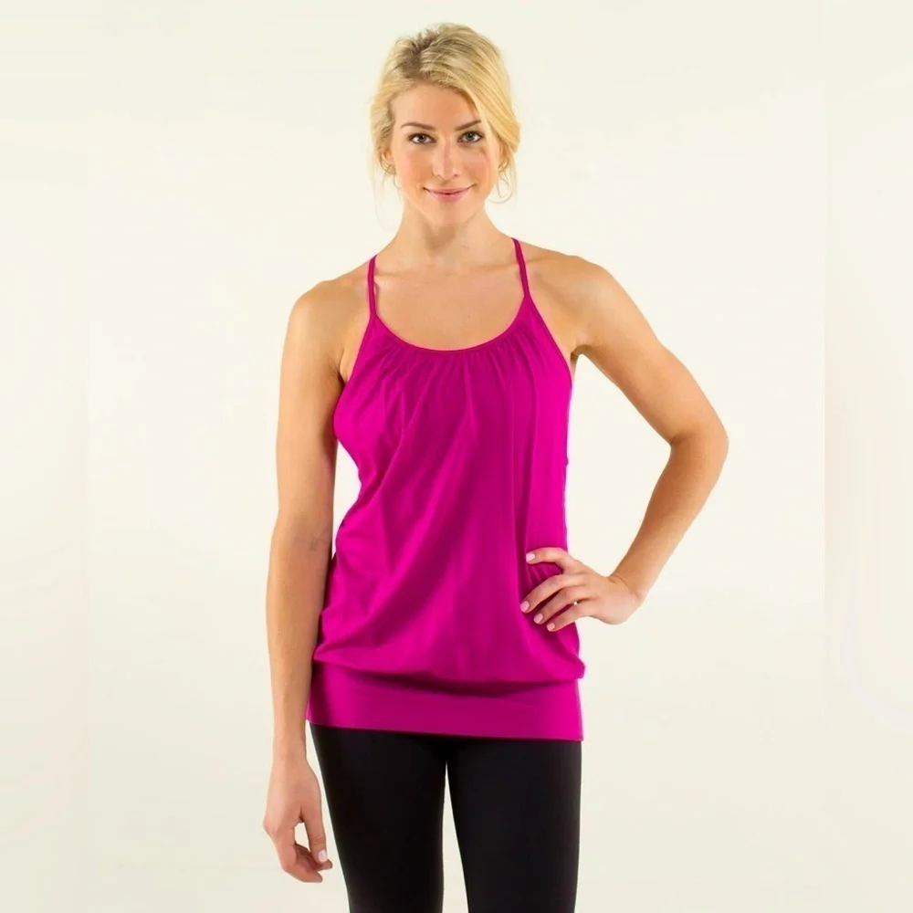 Lululemon Athletica No Limits Tank raspberry pink built in bra sleeveless sz 4